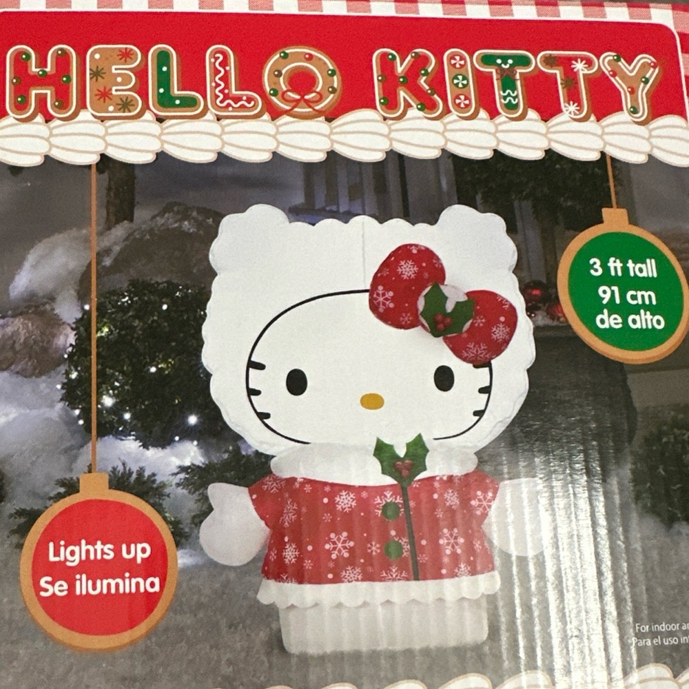 Hello Kitty Christmas Light up AirBlown Inflatable in a Snowflake Dress. NEW! - Picture 2 of 10